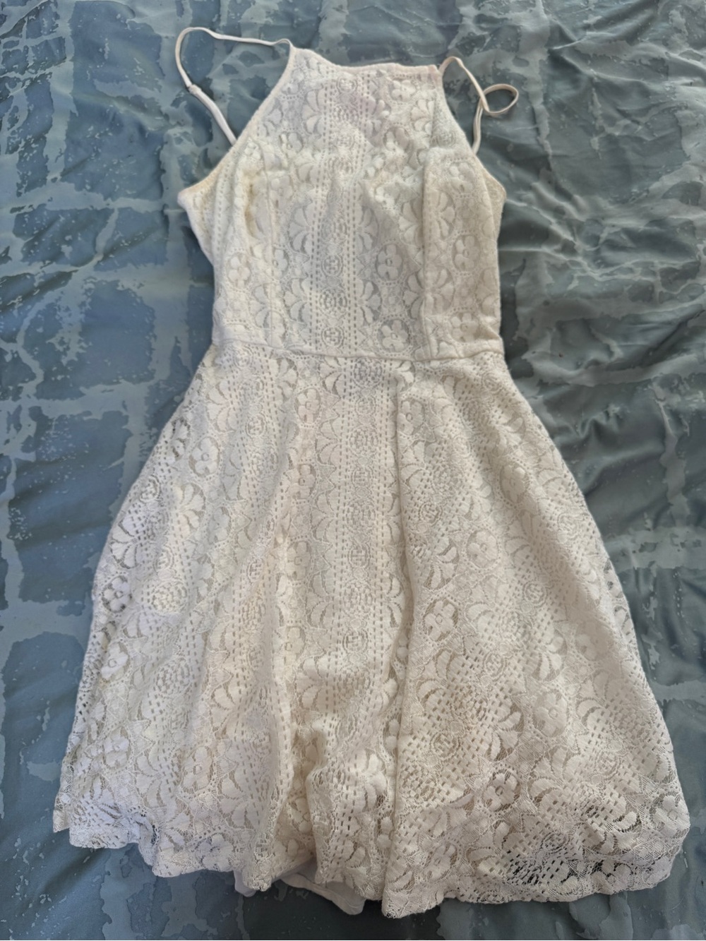 Vintage Hollister Ivory Lace Fit & Flare Dress Open Back Size M